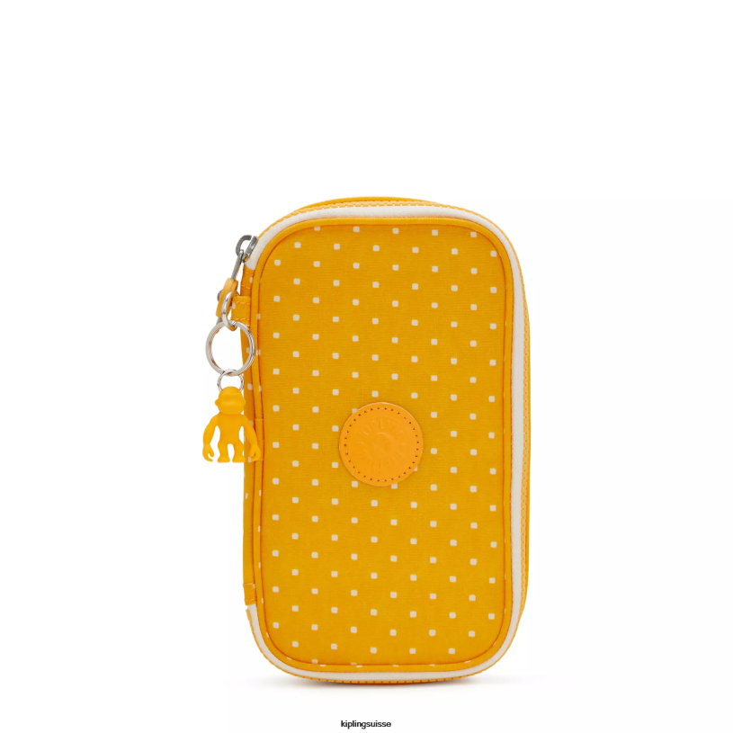 Kipling stylos et étuis à crayons point doux jaune femmes Etui imprimé 50 stylos FPRN594
